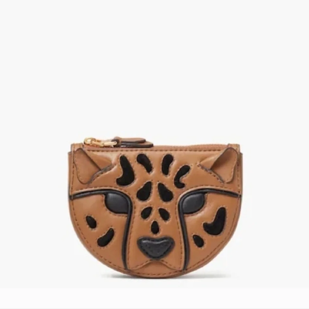 Kate Spade New York Leather Lucy 3D Leopard Tiger Coin Purse Wallet - Picture 1 of 6
